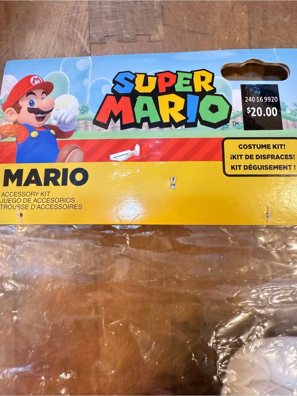 Nintendo Super Mario Accessory Costume Kit Glove Hands and Black Mustache NEW